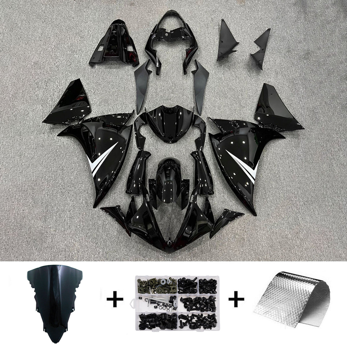 Amotopart 2012-2014 Yamaha YZF-R1 Black Gray Fairing Kit