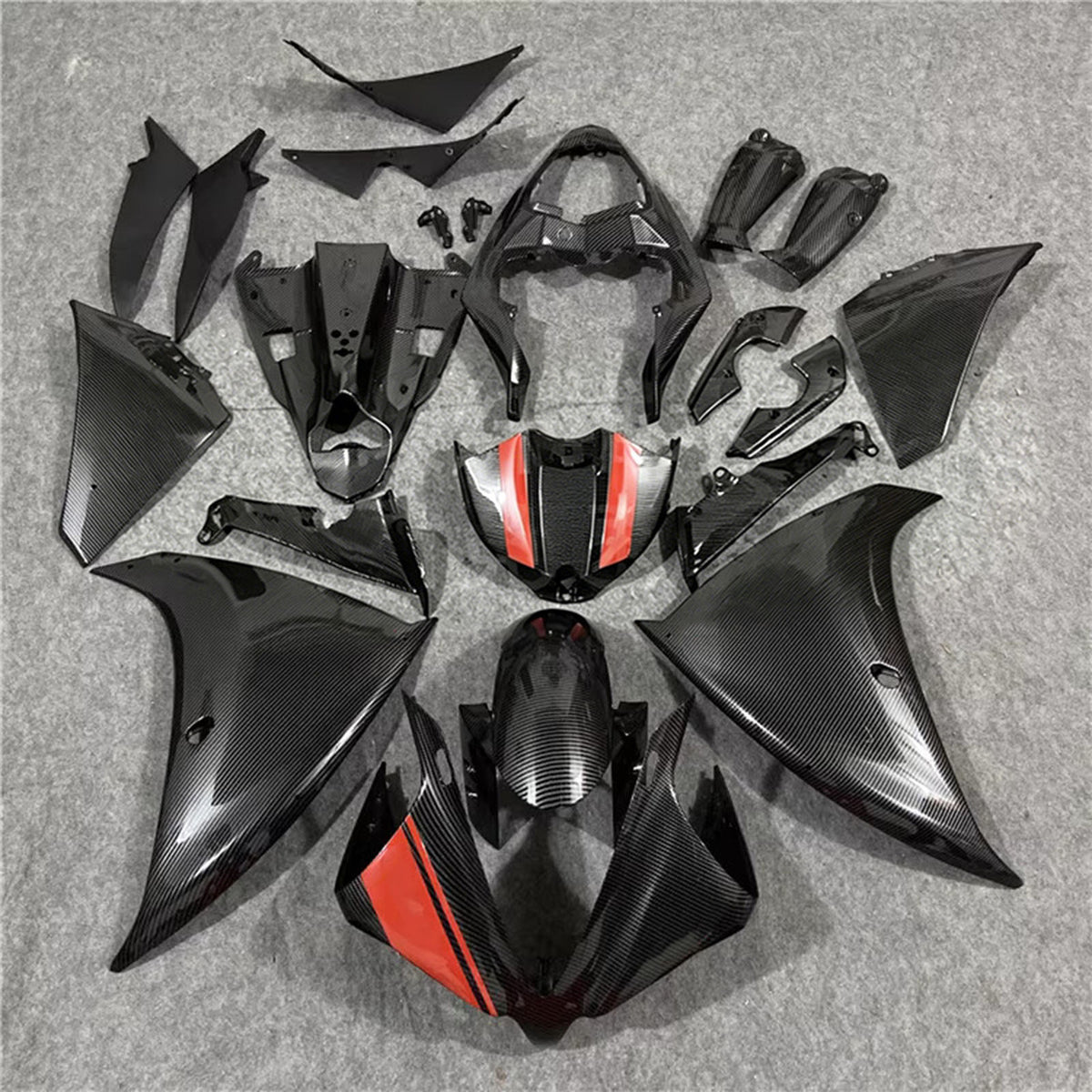 Amotopart 2009-2011 Yamaha YZF-R1 Black Carbon Fiber Pattern Fairing Kit