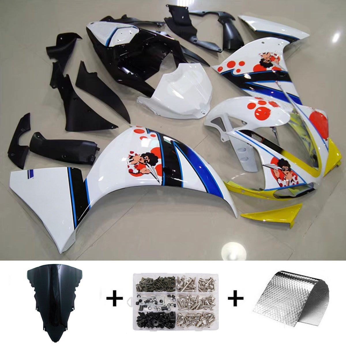 Amotopart 2009-2011 ヤマハ YZF-R1 ブラック ブルー フェアリングキット