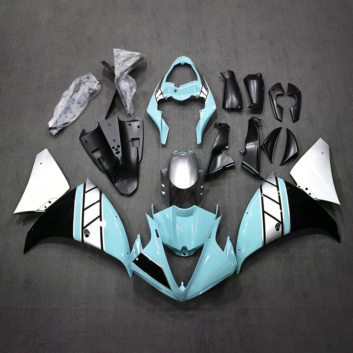 Amotopart 2012-2014 Yamaha YZF-R1 Gray Black Fairing Kit