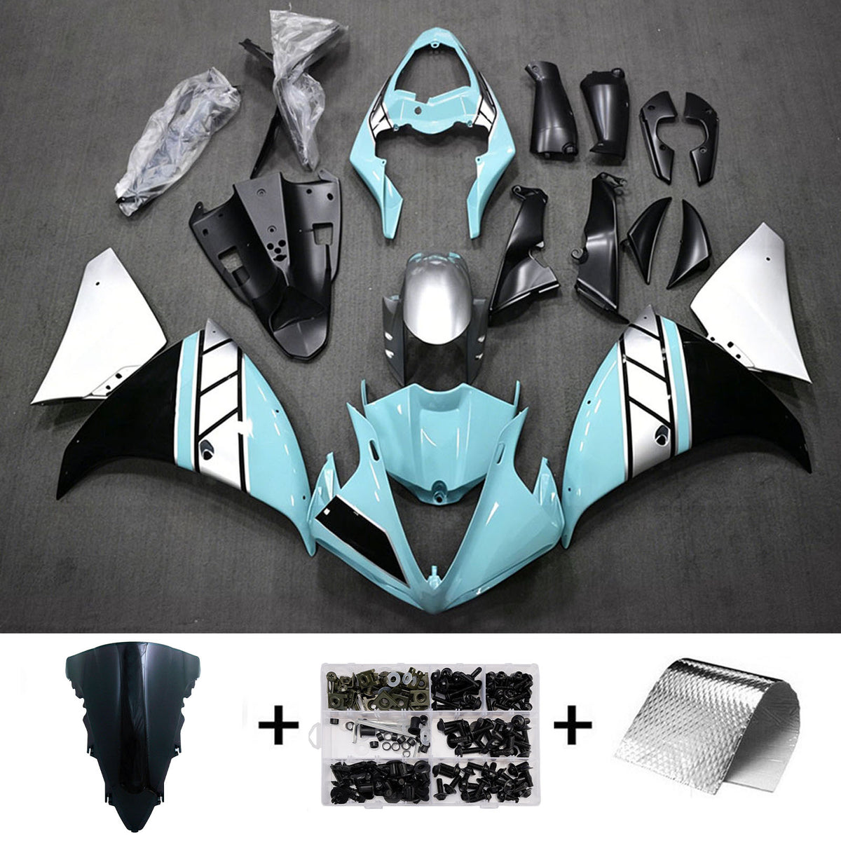 Amotopart 2012-2014 Yamaha YZF-R1 Gray Black Fairing Kit