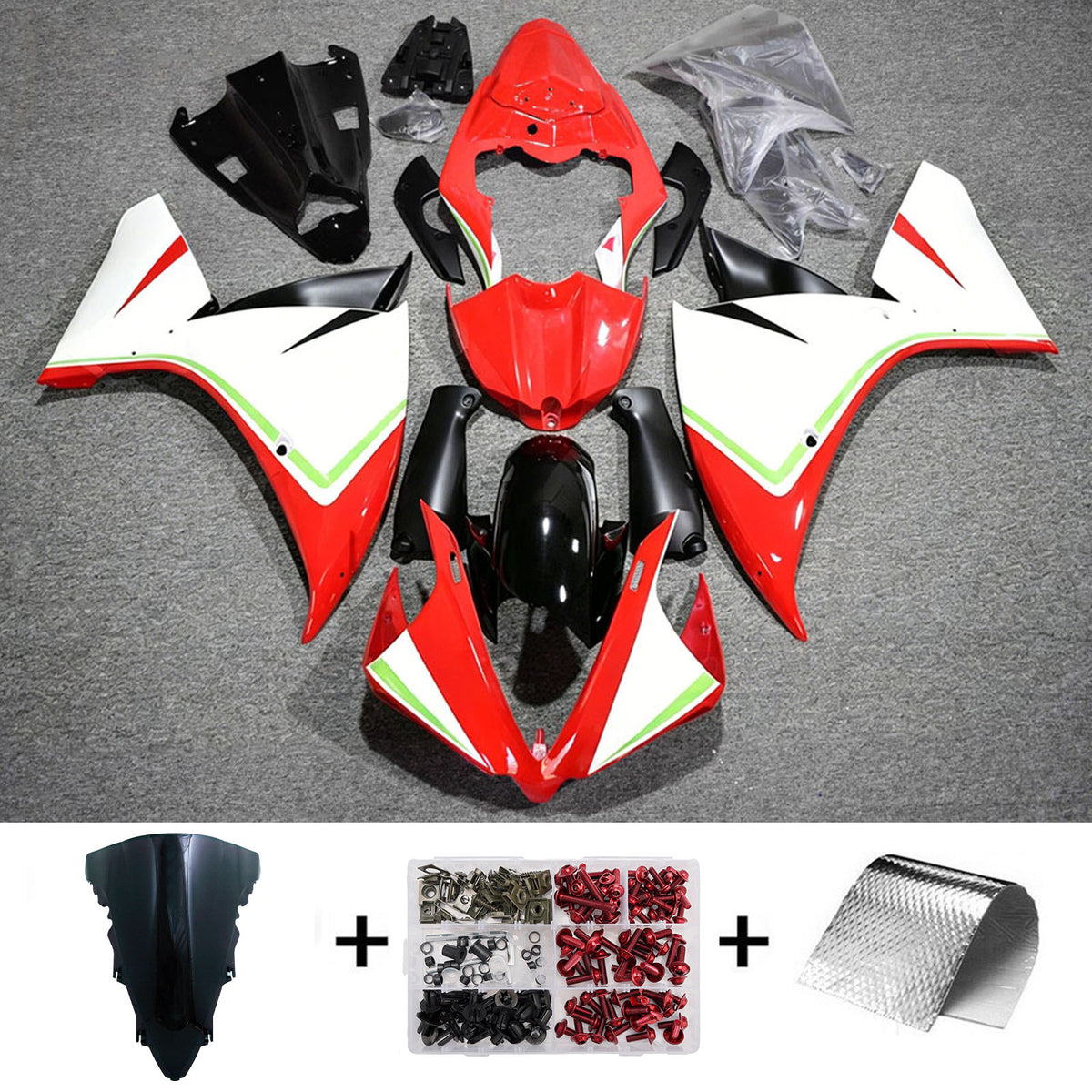 Amotopart 2012-2014 Yamaha YZF-R1 Kit de carénage noir bleu