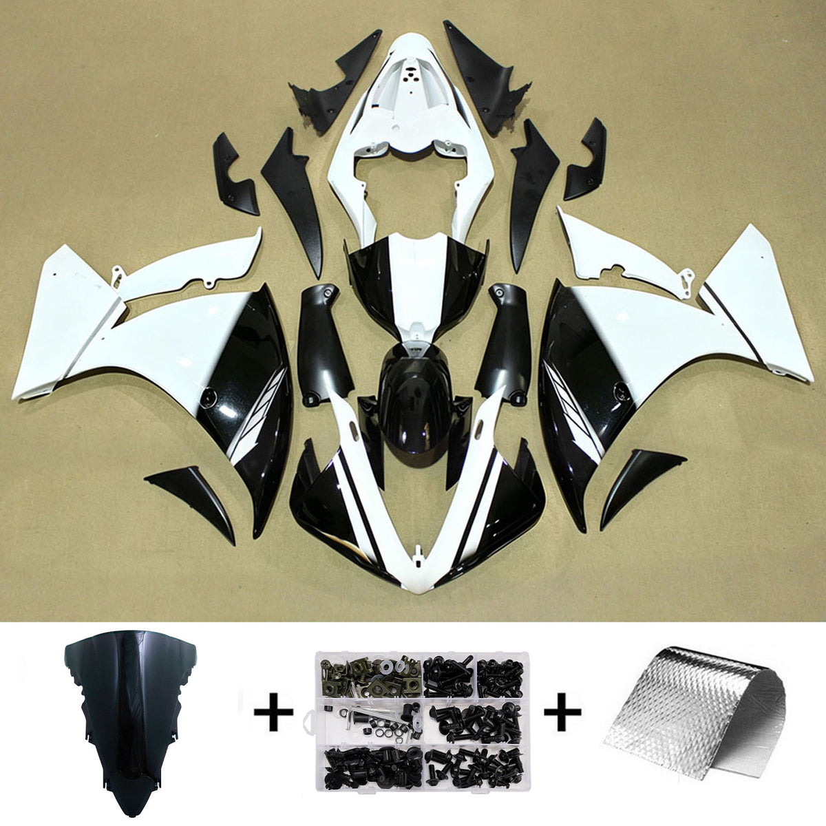 Amotopart 2009-2011 Yamaha YZF-R1 Black Gray Fairing Kit