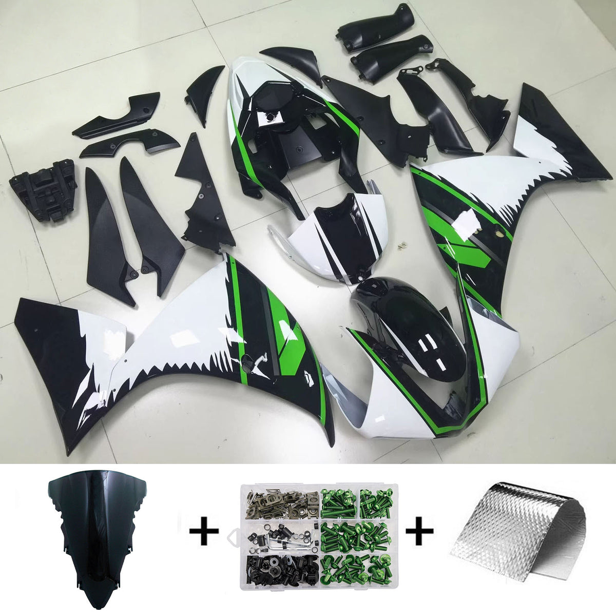 Amotopart 2012–2014 Yamaha YZF-R1 Blau Schwarz Verkleidungsset
