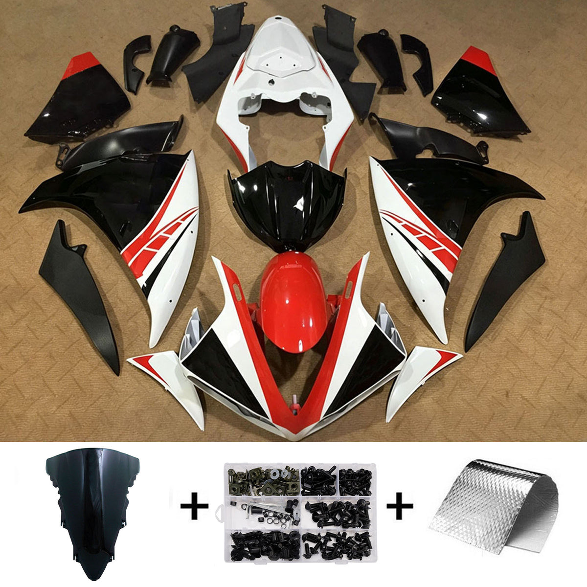 Amotopart 2009-2011 Yamaha YZF-R1 Black Gray Fairing Kit