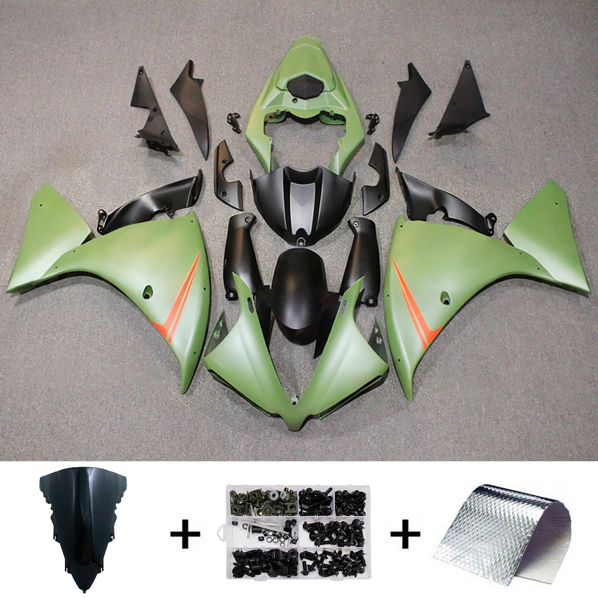 Zestaw owiewek Amotopart 2009-2011 Yamaha YZF-R1 w kolorze zielono-szarym i czarnym