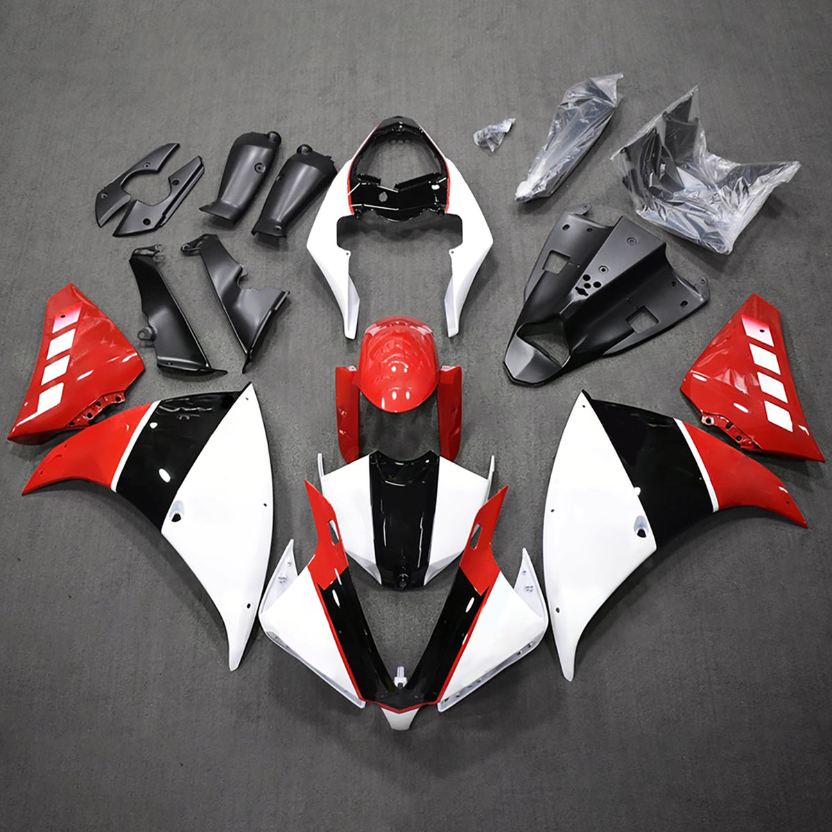 Amotopart 2009-2011 Yamaha YZF-R1 White Black Red Fairing Kit
