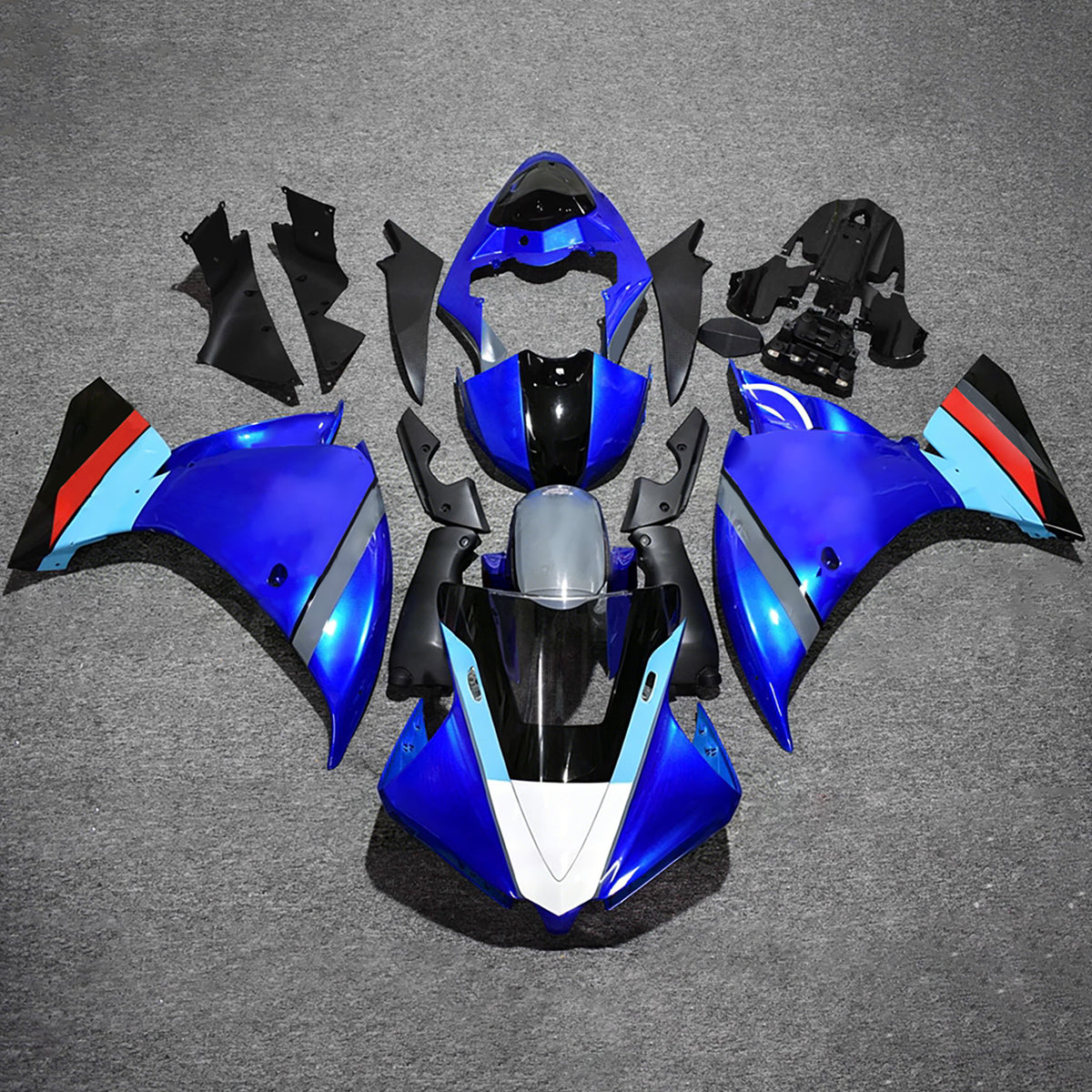Amotopart 2009-2011 Yamaha YZF-R1 Black Blue Fairing Kit
