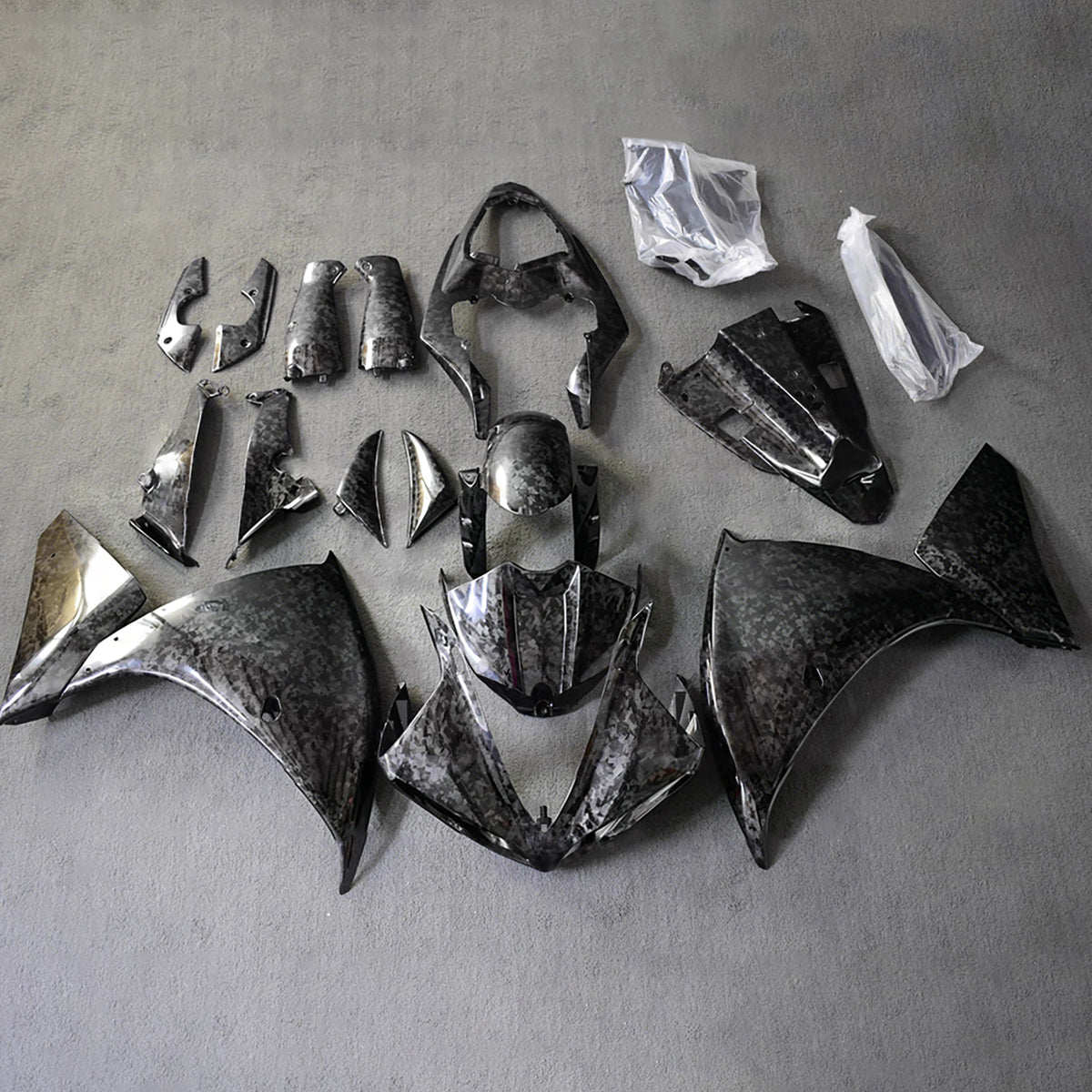 Amotopart 2009-2011 Yamaha YZF-R1 Black Forged Carbon Fiber Pattern Fairing Kit