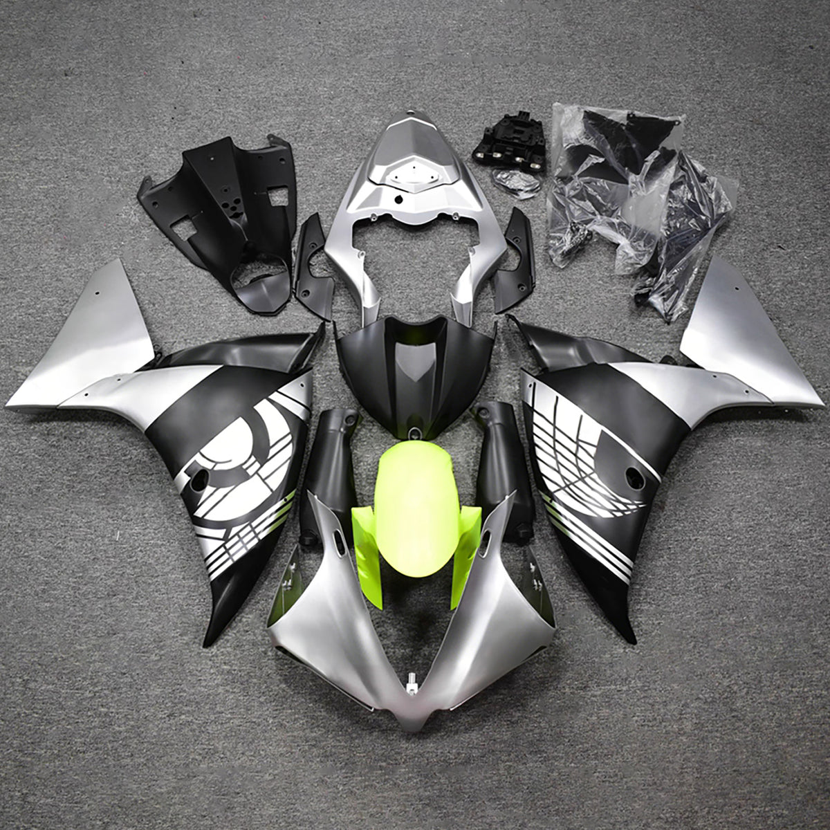 Amotopart 2012-2014 Yamaha YZF-R1 White Yellow Gray Black Fairing Kit