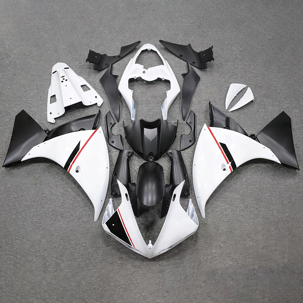 Amotopart 2009-2011 Yamaha YZF-R1 White Black Fairing Kit