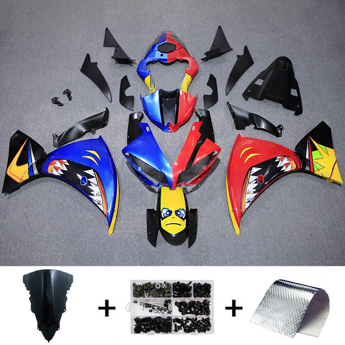 Amotopart 2012-2014 Yamaha YZF-R1 Blue Black Red Fairing Kit