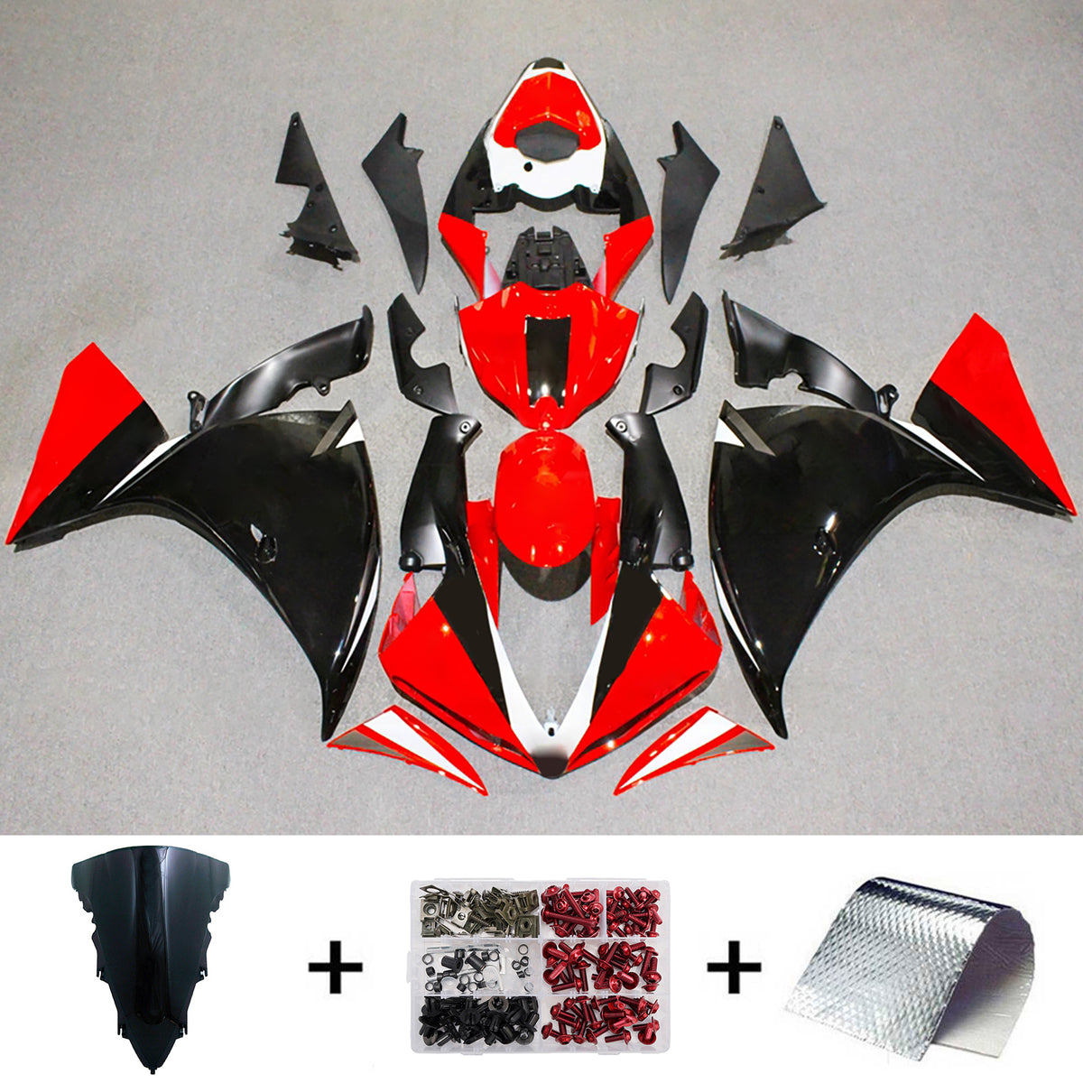 Amotopart 2012-2014 Yamaha YZF-R1 Black Red Fairing Kit