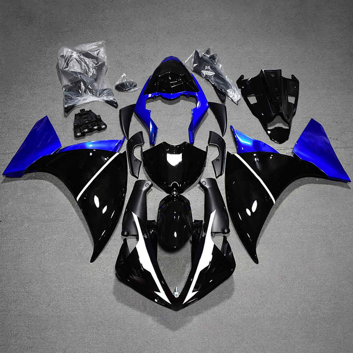 Amotopart 2009-2011 Yamaha YZF-R1 Black Blue Fairing Kit