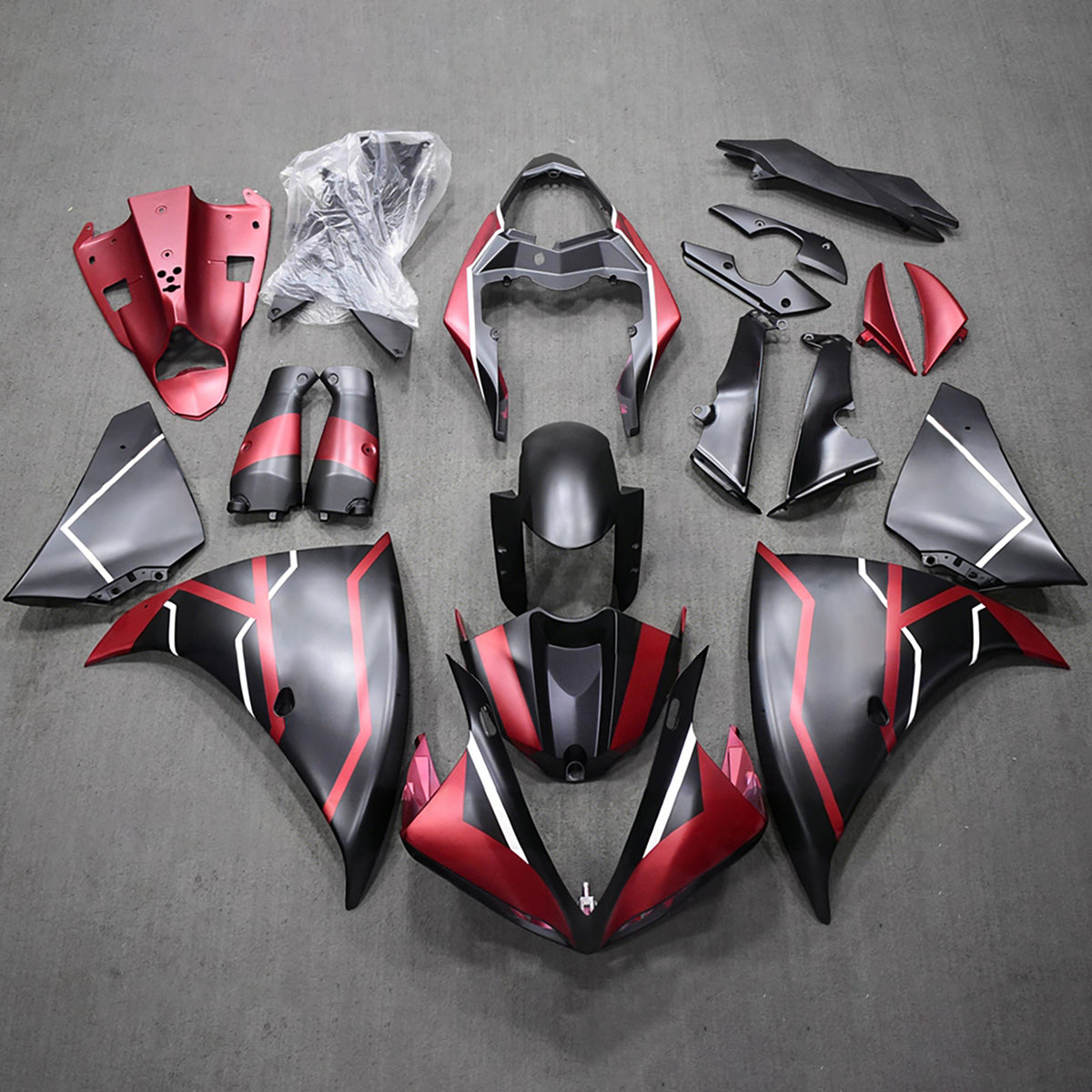 Amotopart 2012-2014 Yamaha YZF-R1 Black Red Gray Fairing Kit