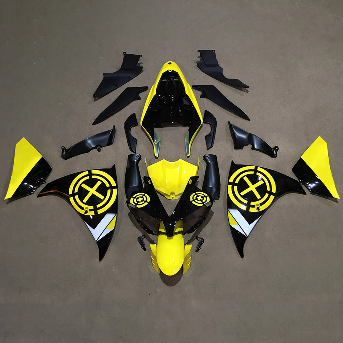 Amotopart 2009-2011 Yamaha YZF-R1 Black Yellow Fairing Kit