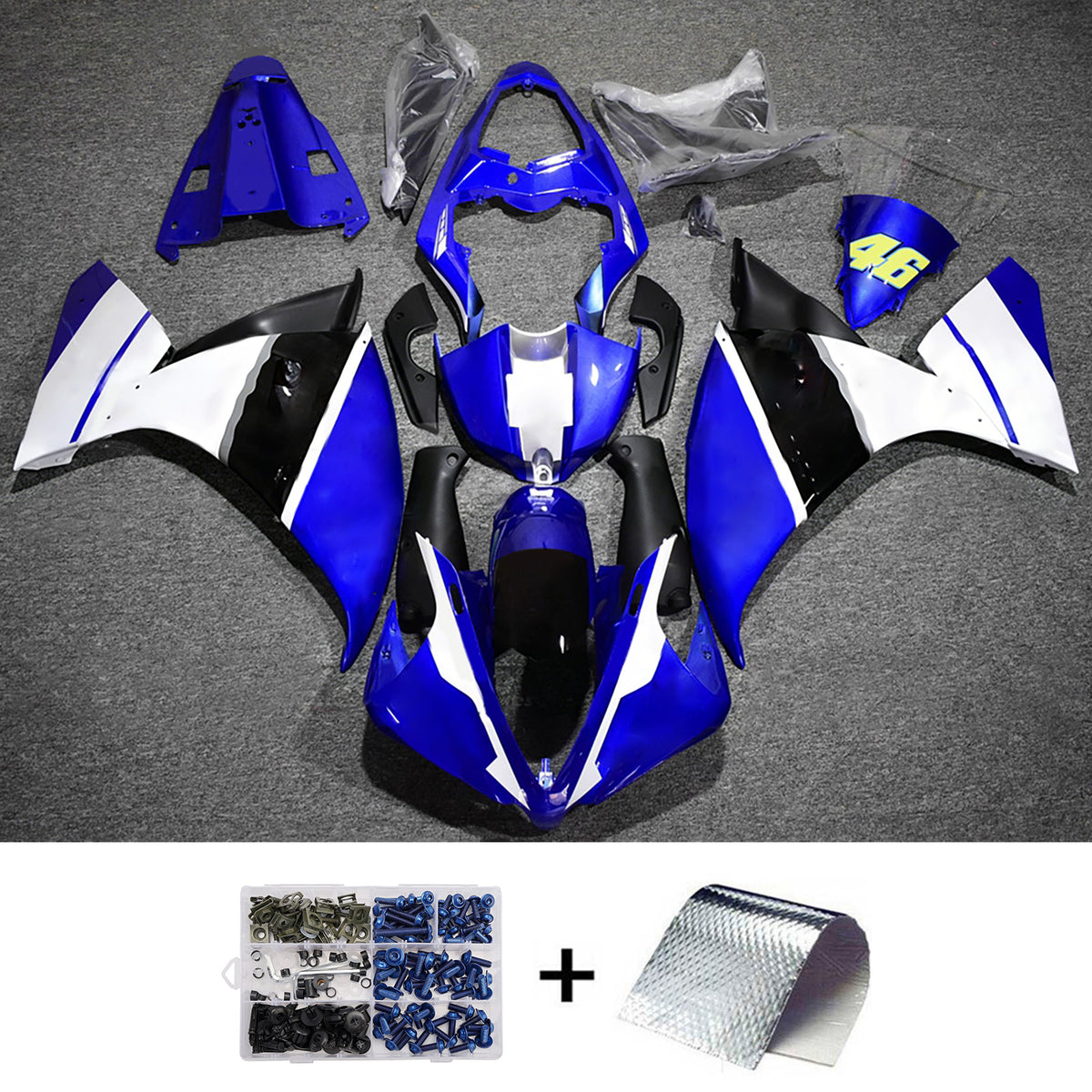 Amotopart 2012-2014 Yamaha YZF-R1 Blue Black Fairing Kit
