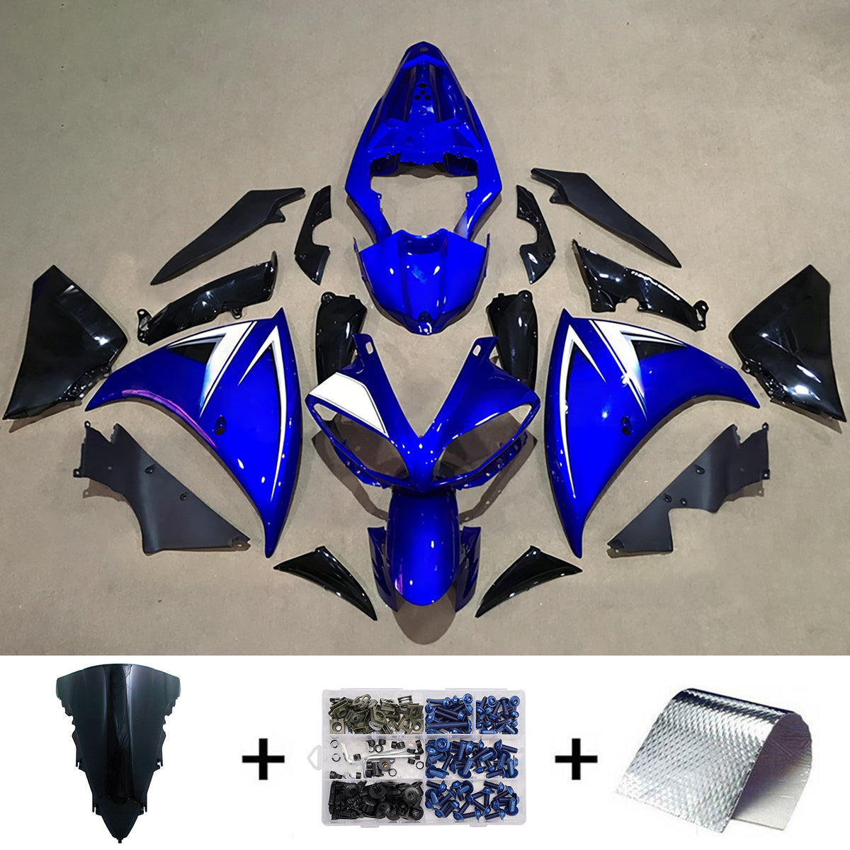 Amotopart 2009-2011 Yamaha YZF-R1 Blue Black Fairing Kit