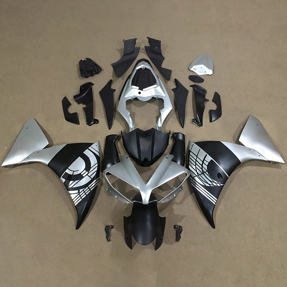 Amotopart 2009-2011 Yamaha YZF-R1 Kit de carénage noir gris or