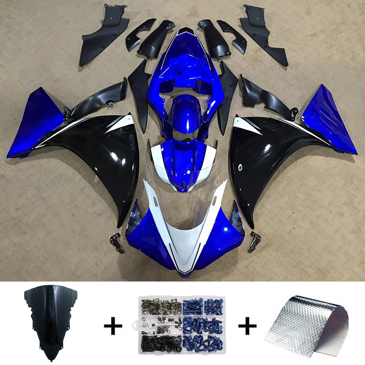 Amotopart 2012-2014 Yamaha YZF-R1 Gold Gray Black Blue Fairing Kit
