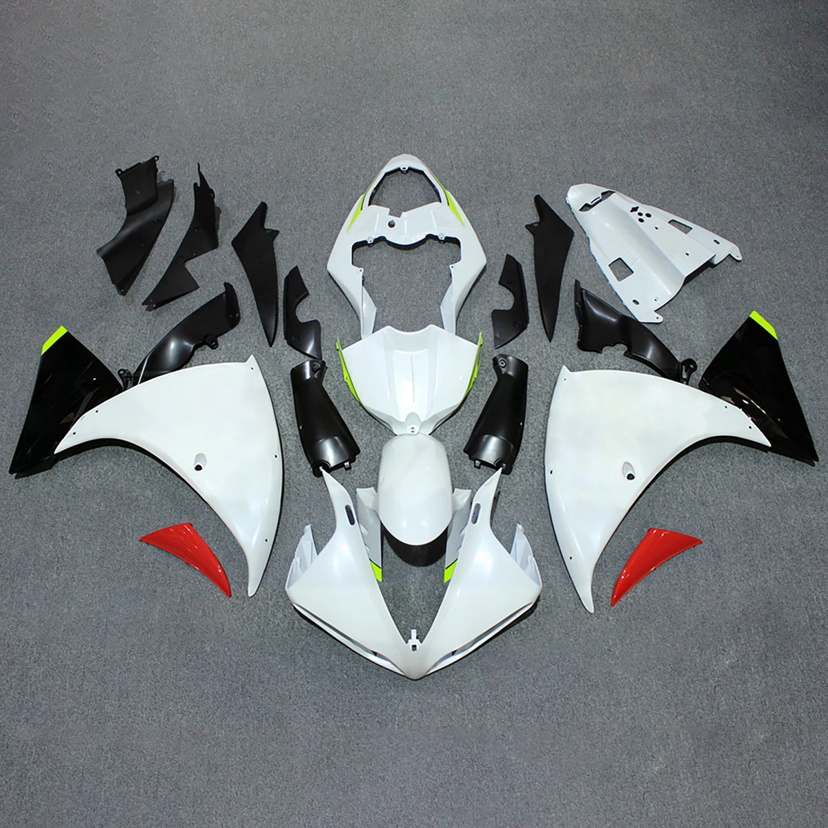 Zestaw owiewek Amotopart 2012-2014 Yamaha YZF-R1 w kolorze czarno-biało-szarym