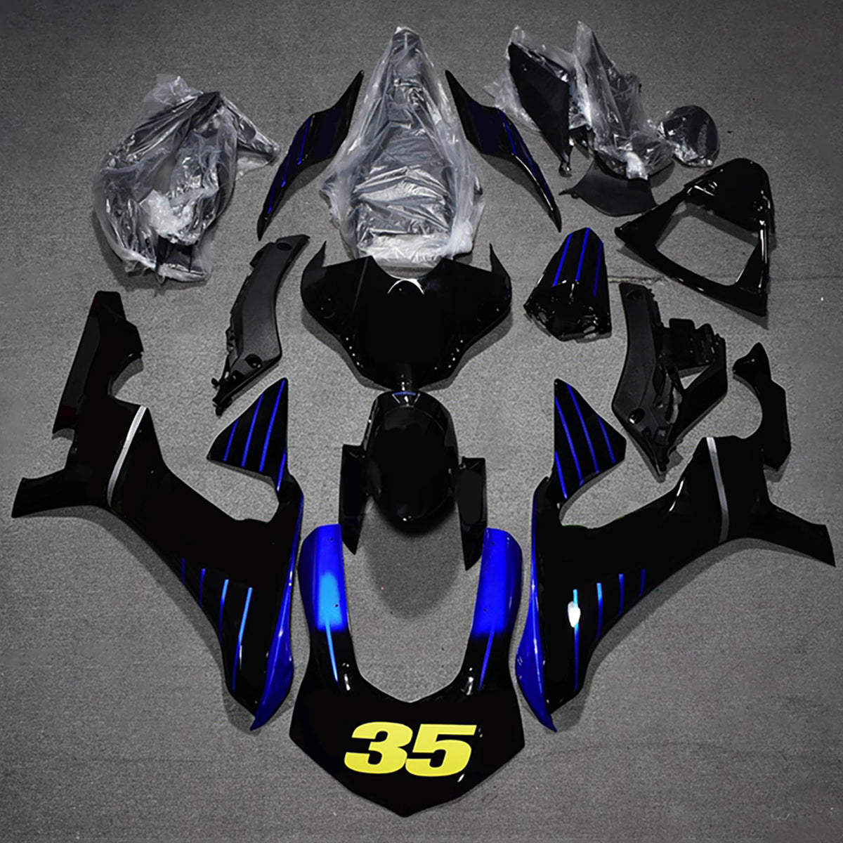 Amotopart 2015-2019 Yamaha YZF-R1 Kit de carenado azul negro