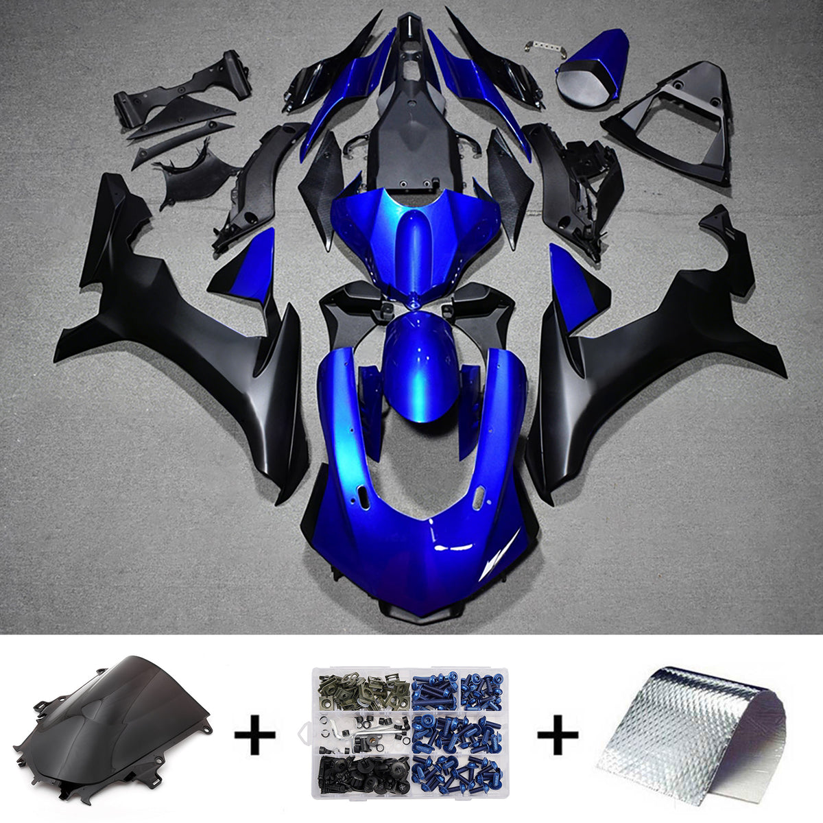 Amotopart 2015–2019 Yamaha YZF-R1 Grau Blau Schwarz Verkleidungsset