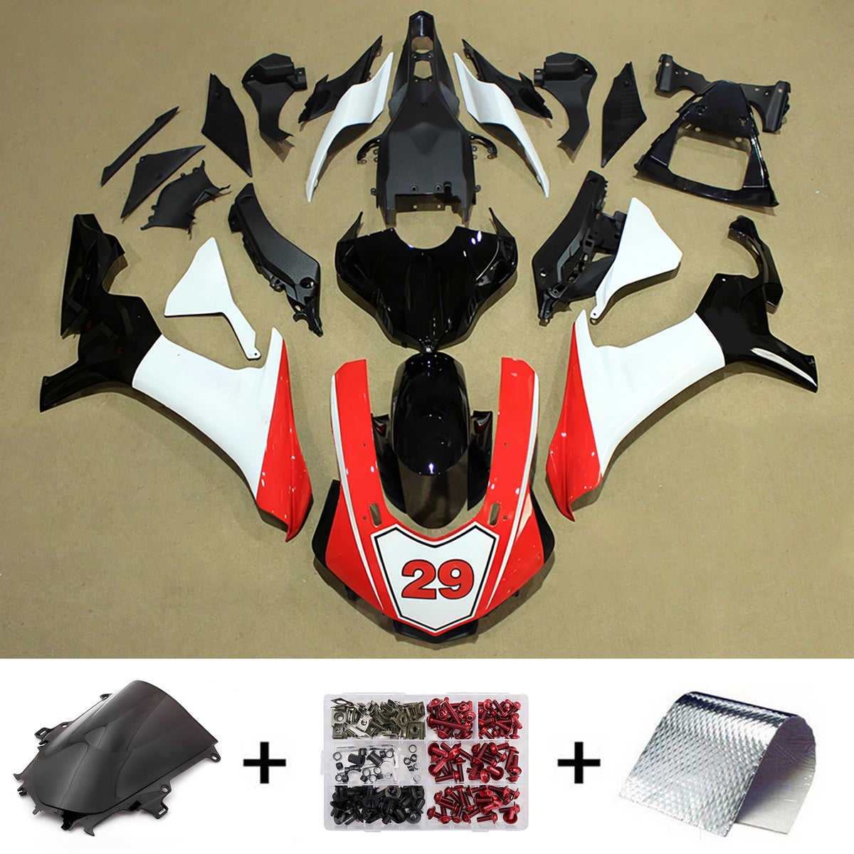 Amotopart 2015-2019 Yamaha YZF-R1 Gold Black White Red Fairing Kit