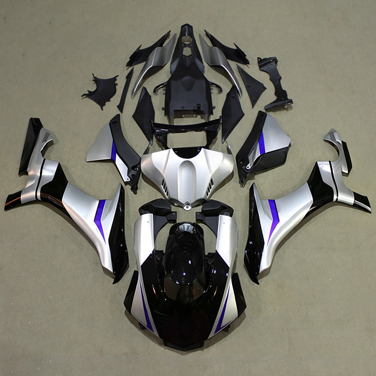 Amotopart 2015–2019 Yamaha YZF-R1 Weiß Grau Schwarz Verkleidungsset