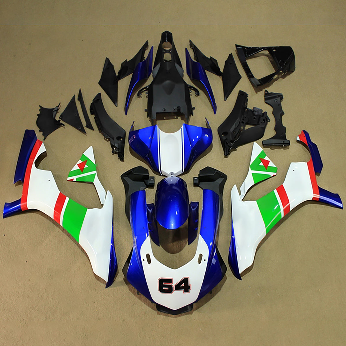Amotopart 2015-2019 Yamaha YZF-R1 Black Gold White Blue Fairing Kit