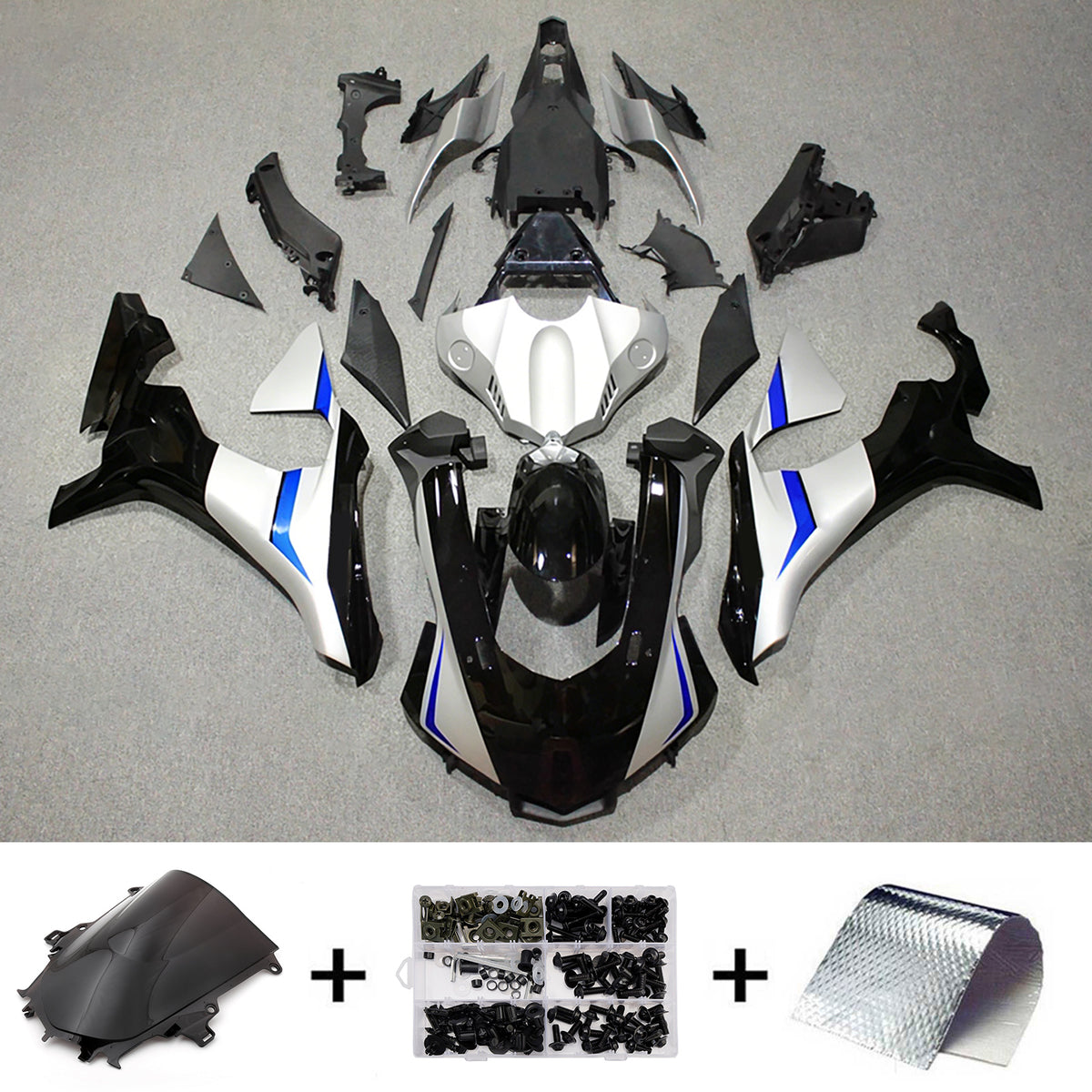 Amotopart 2015-2019 Yamaha YZF-R1 Gray White Black Fairing Kit