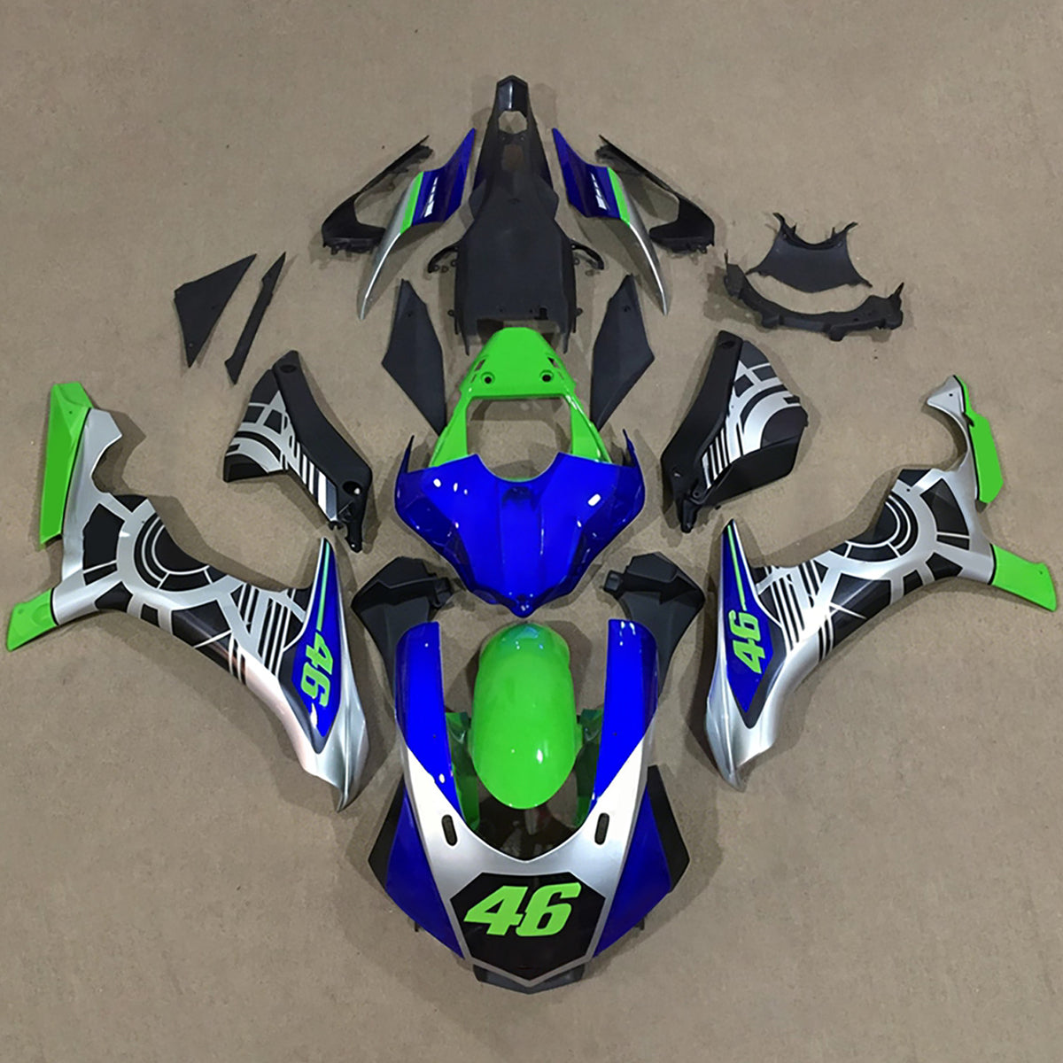 Zestaw owiewek Amotopart 2015-2019 Yamaha YZF-R1 Szary Niebieski Czarny Zielony