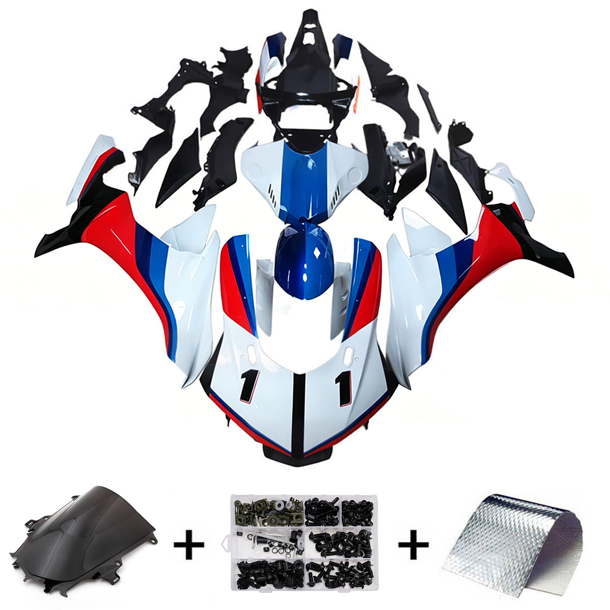 Amotopart 2015-2019 Yamaha YZF-R1 Blue Black White Red Fairing Kit