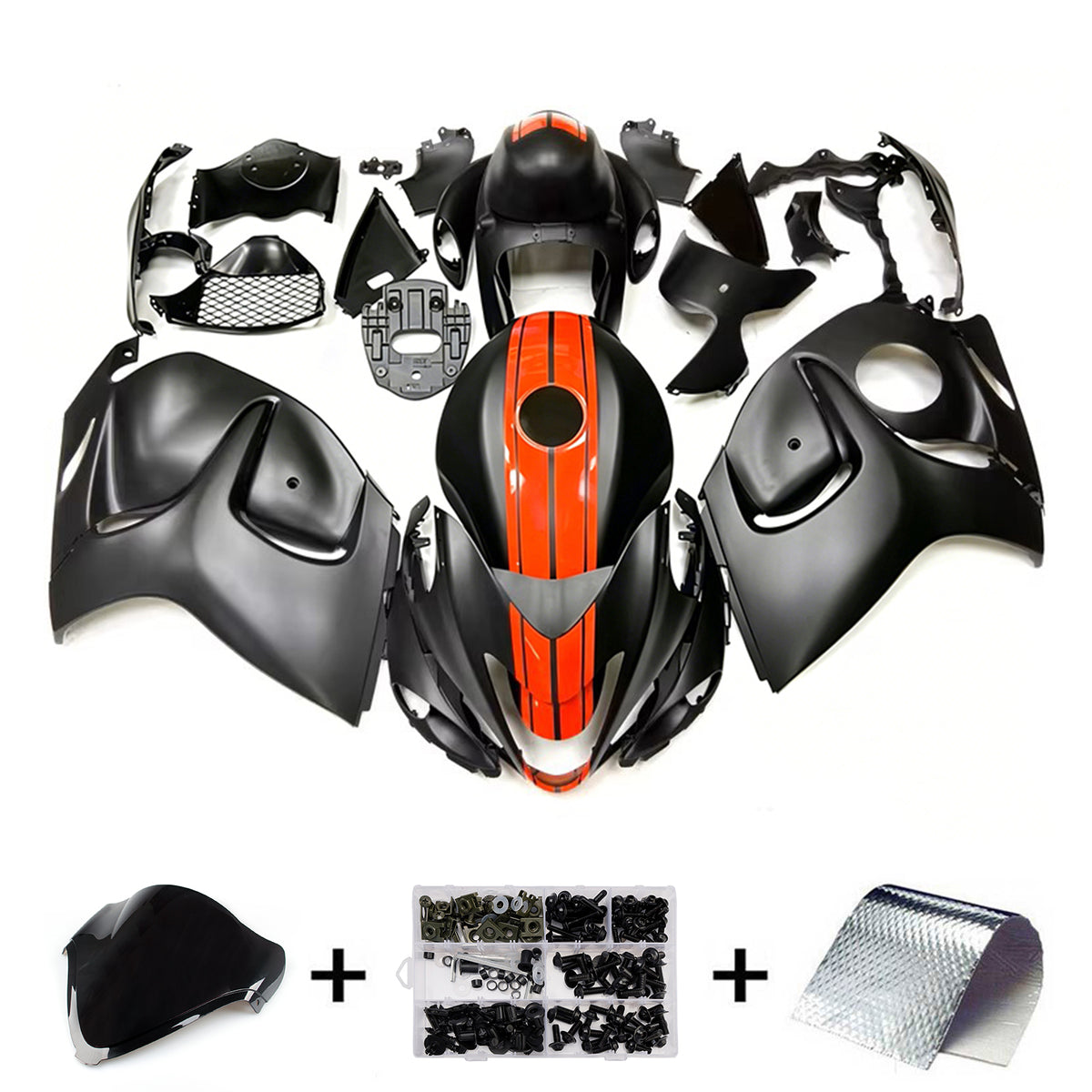 Amotopart 2008–2020 Suzuki Hayabusa GSX1300R Grau Weiß Schwarz Verkleidungsset
