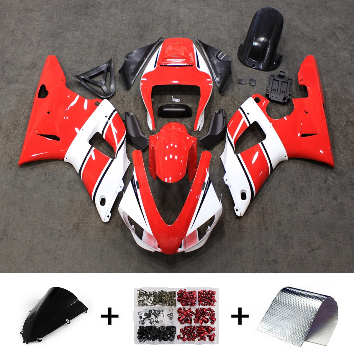 Zestaw owiewek Amotopart 1998-1999 Yamaha YZF-R1 czerwono-biało-czarny