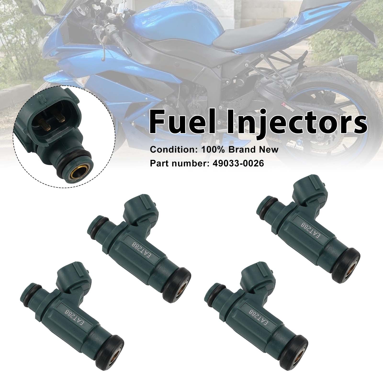 4PC 2007-2012 Kawasaki Ninja ZX600 ZX6R Z750 Fuel Injectors 49033-0013