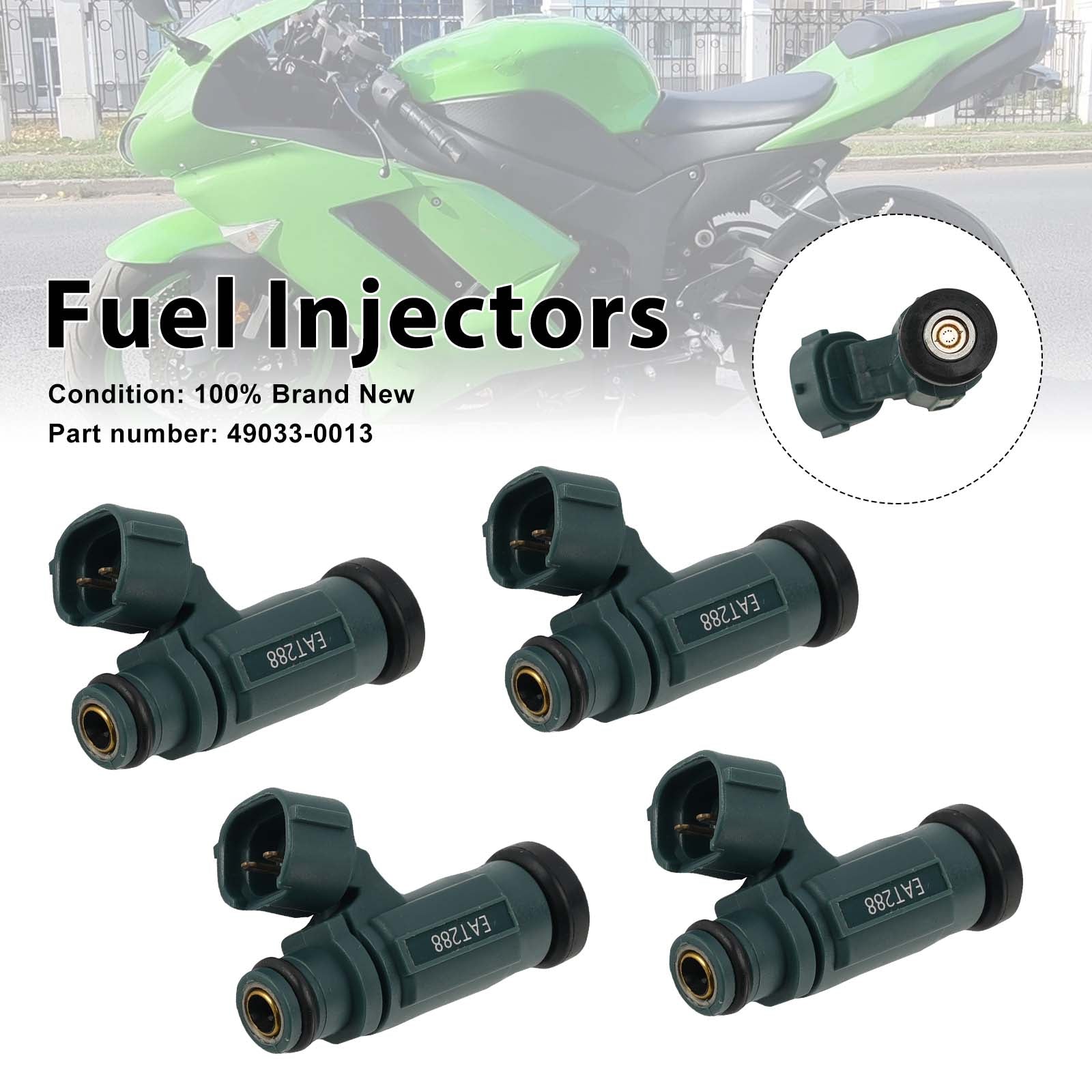 4PC 2007-2012 Kawasaki Ninja ZX600 ZX6R Z750 Fuel Injectors 49033-0013