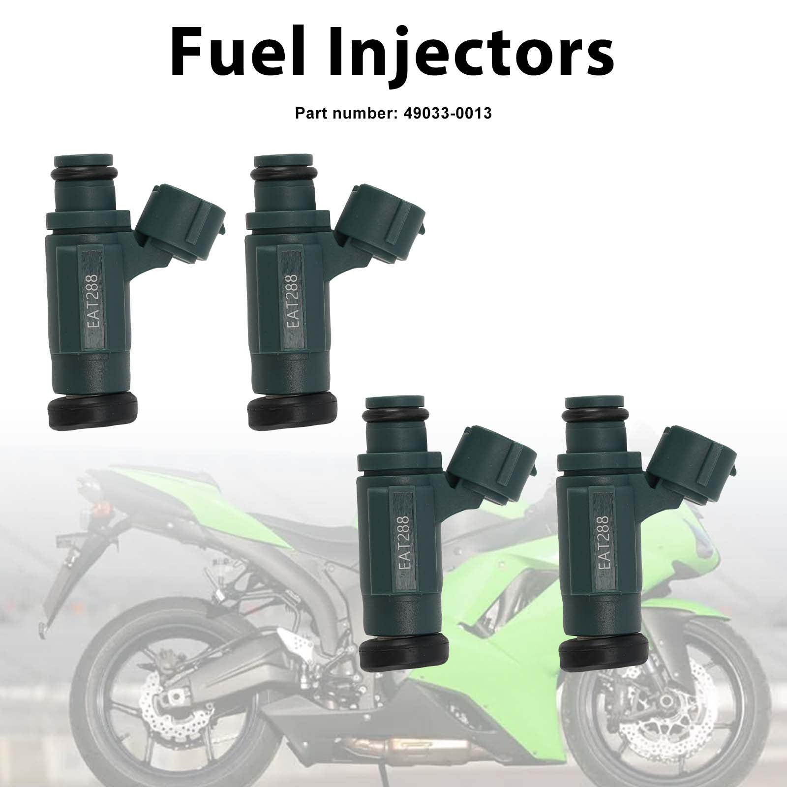 4PC 2007-2012 Kawasaki Ninja ZX600 ZX6R Z750 Fuel Injectors 49033-0013