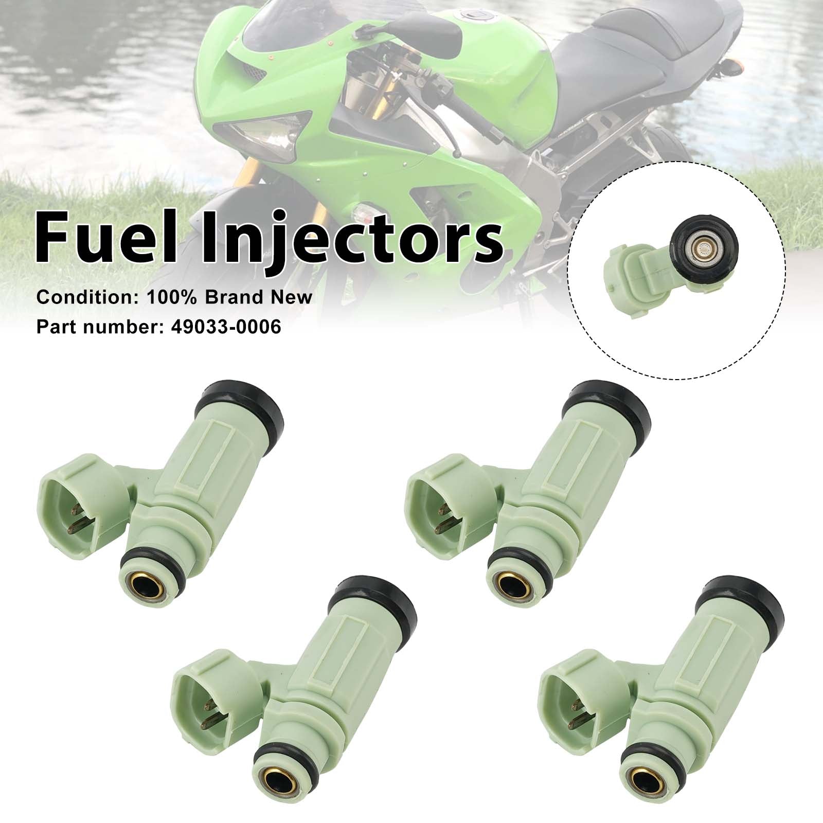 4PC 2004-2006 Kawasaki NINJA ZX636 ZX-6R Fuel Injectors 49033-0006