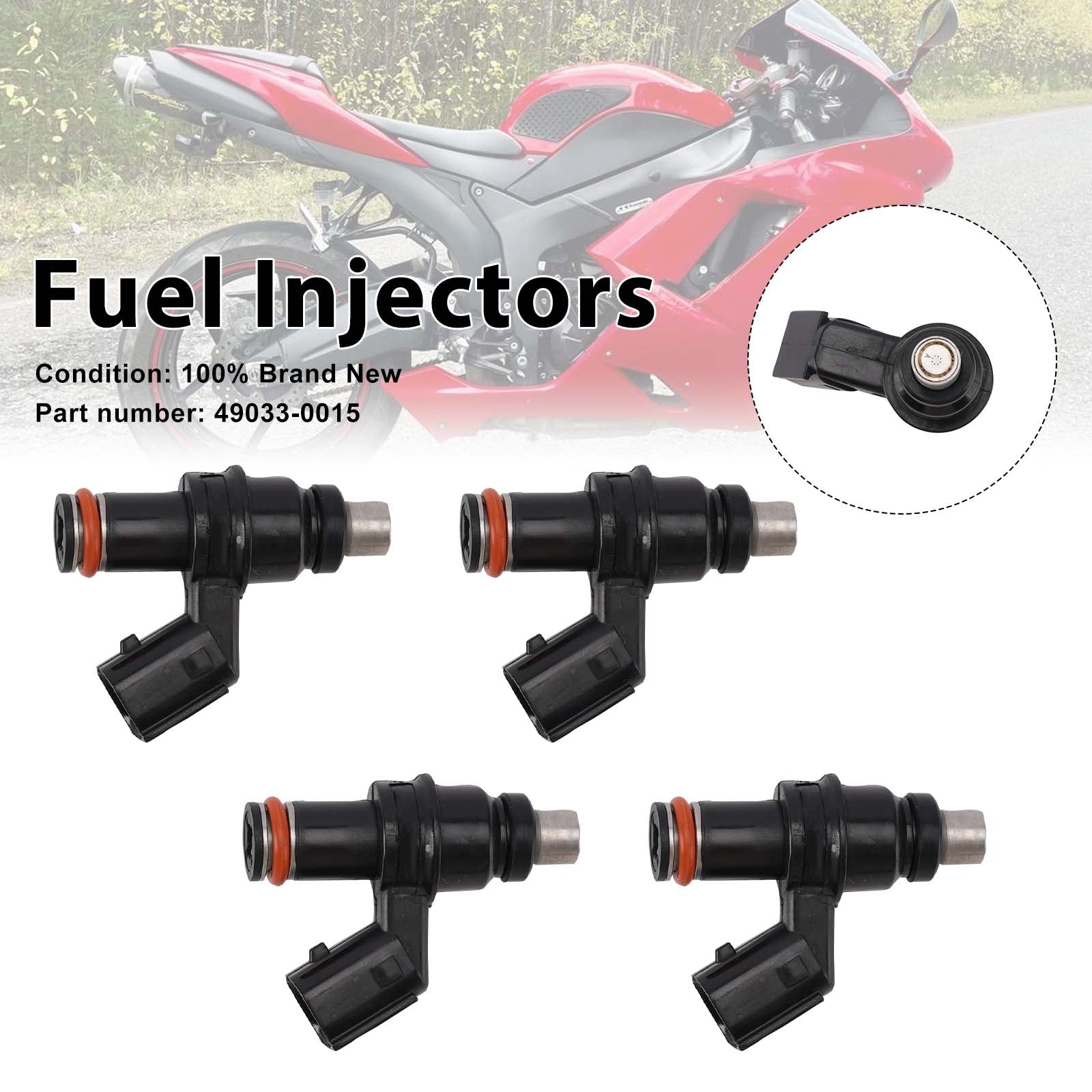 4PC 07-12 Kawasaki Ninja ZX6R ZX600R ZX600P Brandstofinjectoren 49033-0015