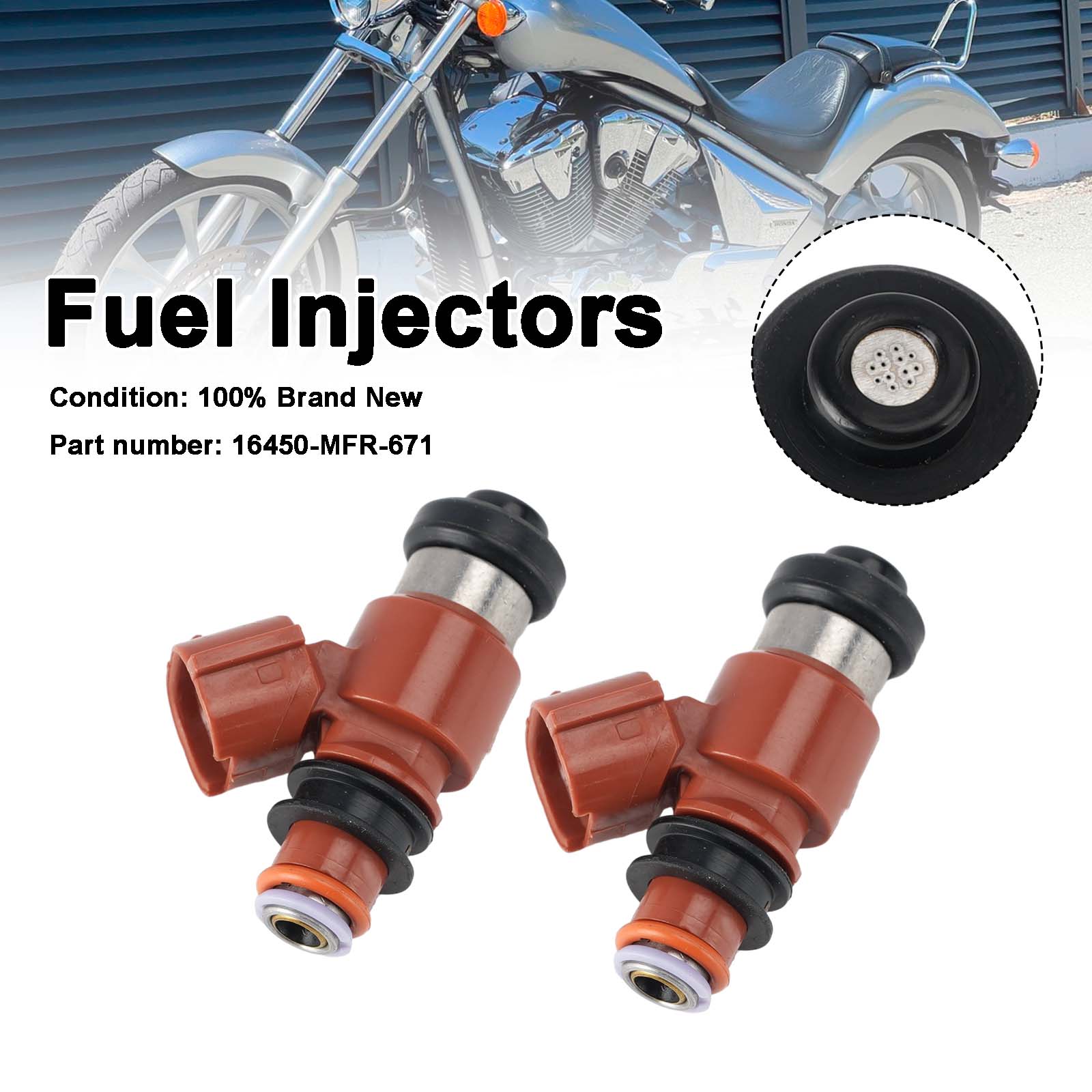 2PC 2010-2025 Honda VT1300 Fuel Injectors 16450-MFR-671