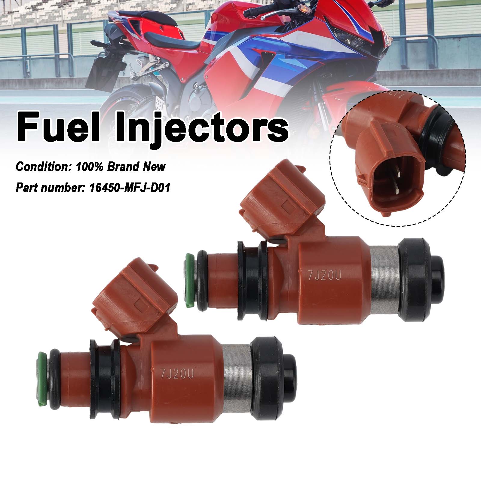 2PC 17-24 Honda Rebel 500 CB500 CBR600RR Fuel Injectors 16450-MFJ-D01