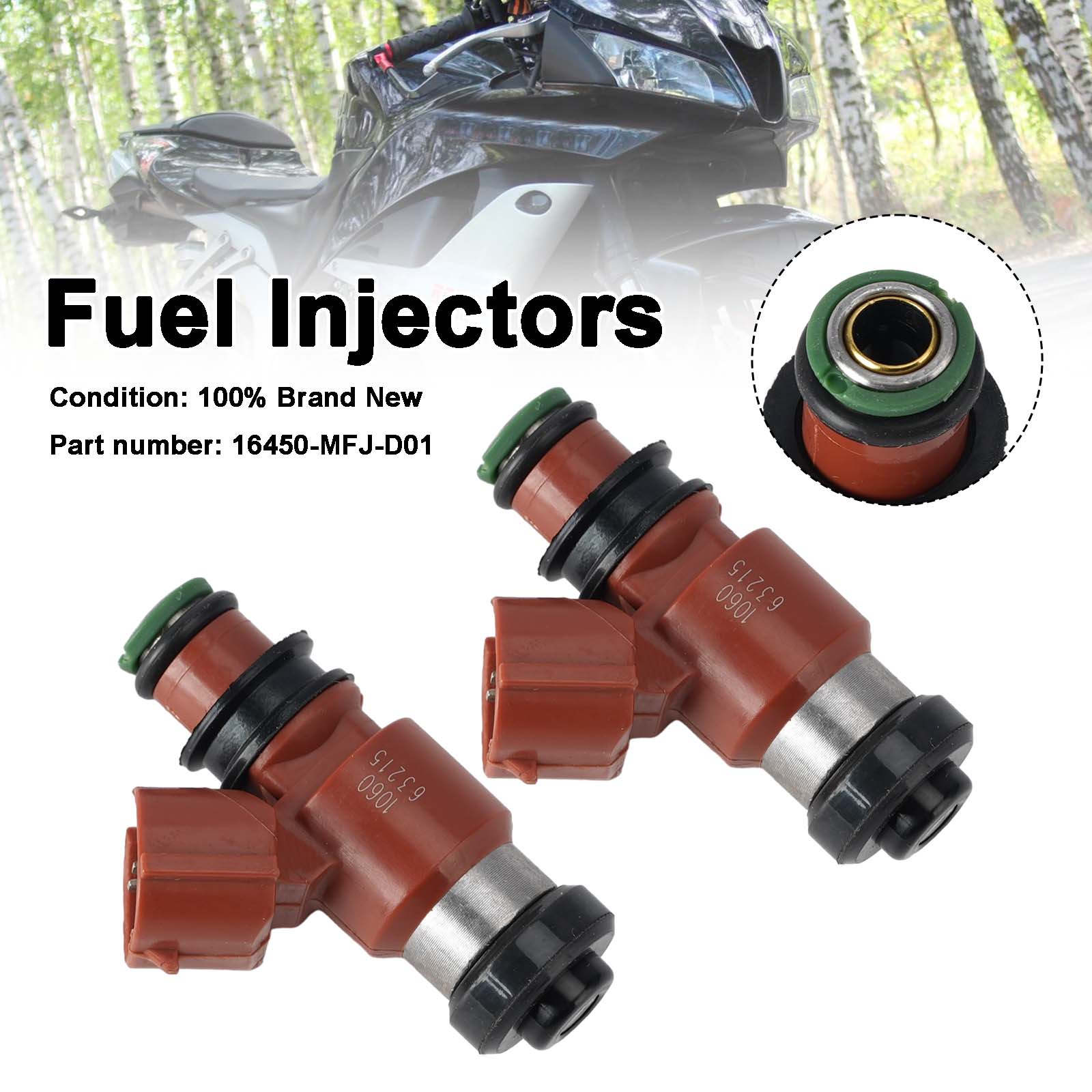 2PC 17-24 Honda Rebel 500 CB500 CBR600RR Fuel Injectors 16450-MFJ-D01