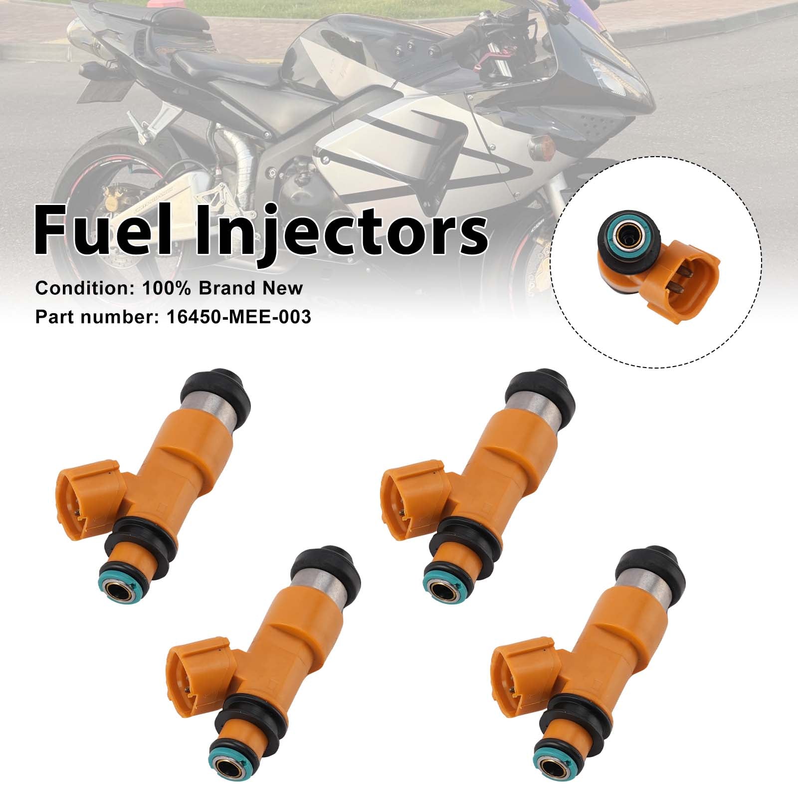 4PC 2003-2004 Honda CBR600RR Fuel Injectors 16450-MEE-003