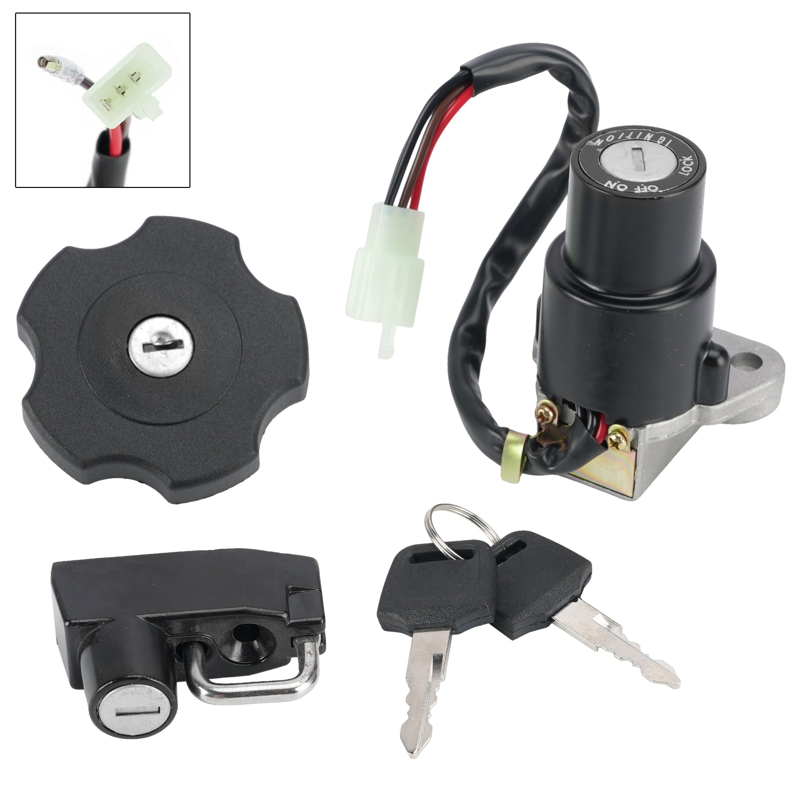 91-94 Yamaha XT 600K XT600 4-Wire Ignition Switch Fuel Cap Helmet Lock Set