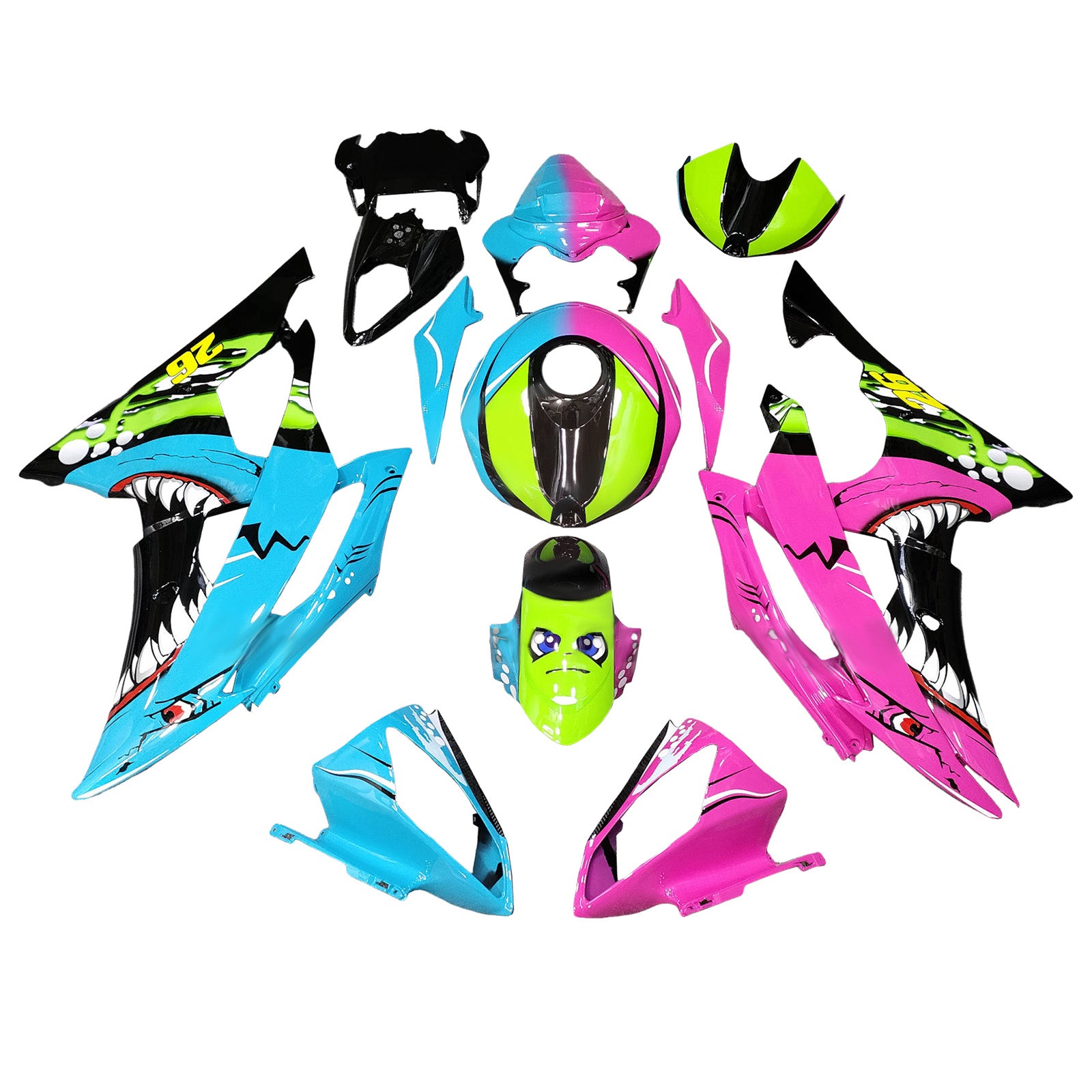 Amotopart 2008-2016 Yamaha YZF-R6 Blue & Pink Fairing Kit