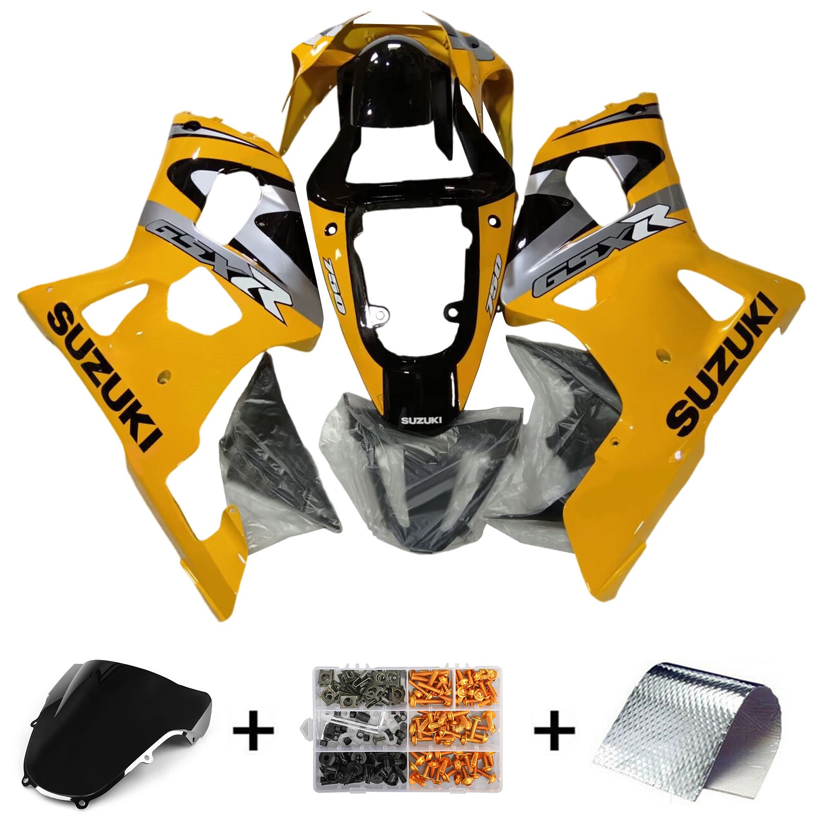 Amotopart 2001-2003 GSXR600 2000-2003 GSXR750 K1 Suzuki Yellow&Grey Fairing Kit