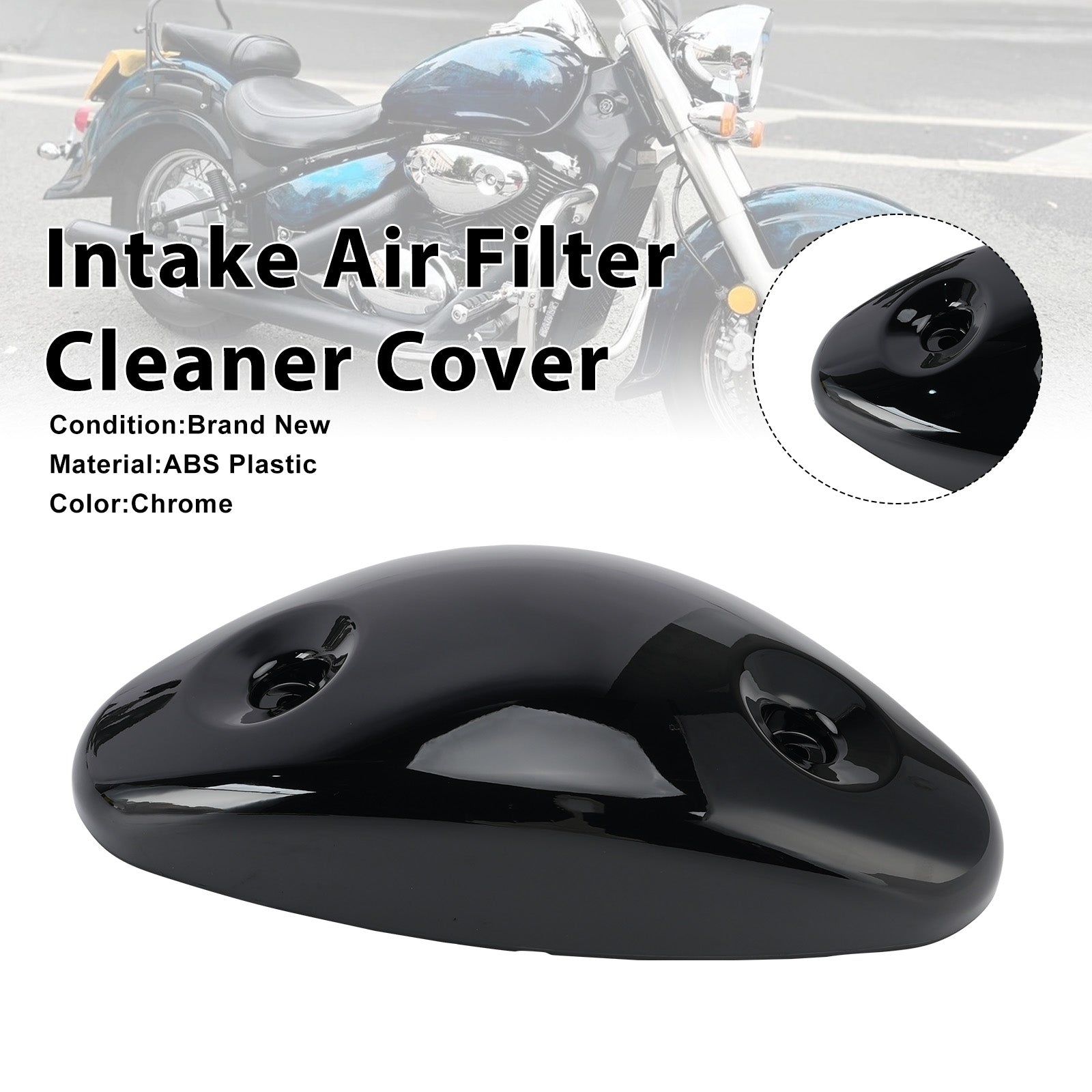 01-08 Suzuki Intruder VL800 Boulevard C50 Tampa do limpador de filtro de ar de admissão preta