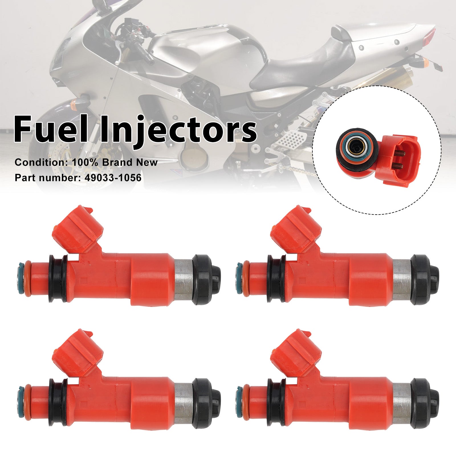 4PC 2002-2003 Kawasaki Ninja ZX12R ZX1200 Fuel Injectors 49033-1056
