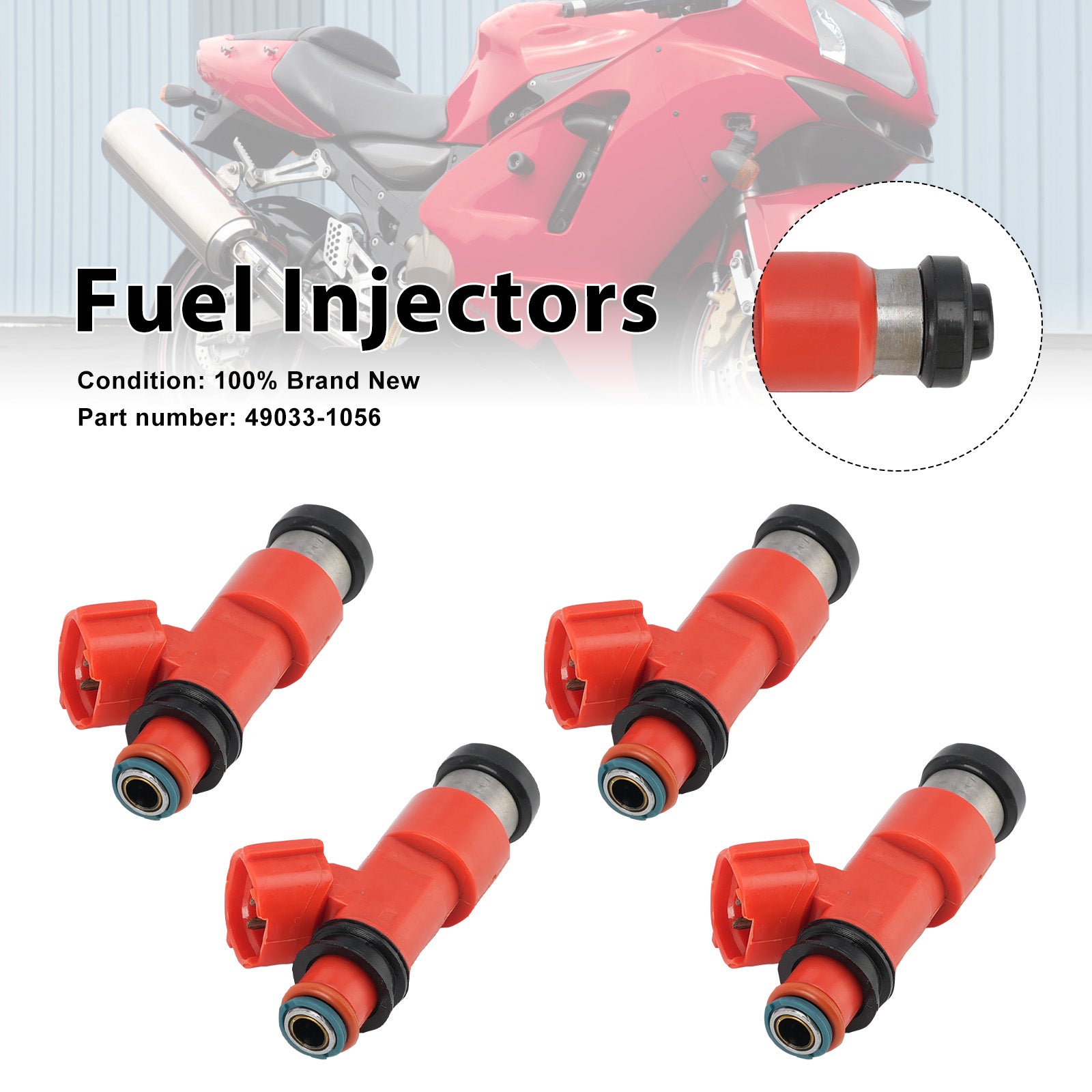 4PC 2002-2003 Kawasaki Ninja ZX12R ZX1200 Fuel Injectors 49033-1056